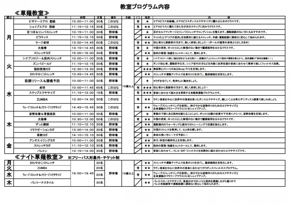 プログラム表